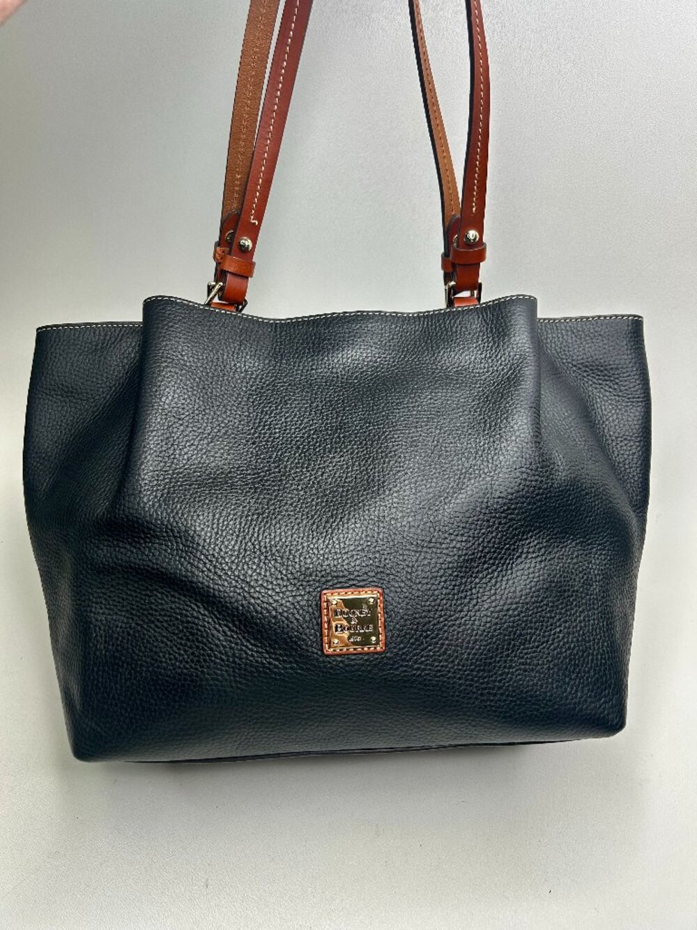 DOONEY & BOURKE Pebble Grain City Flynn Black Leather Shoulder Purse Tote Bag C